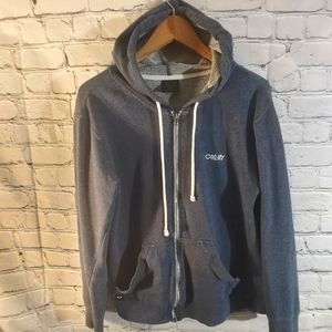 Oakley Men's Blue Full Zip Hoodie Repurpose Redesign Reinvent Size Small